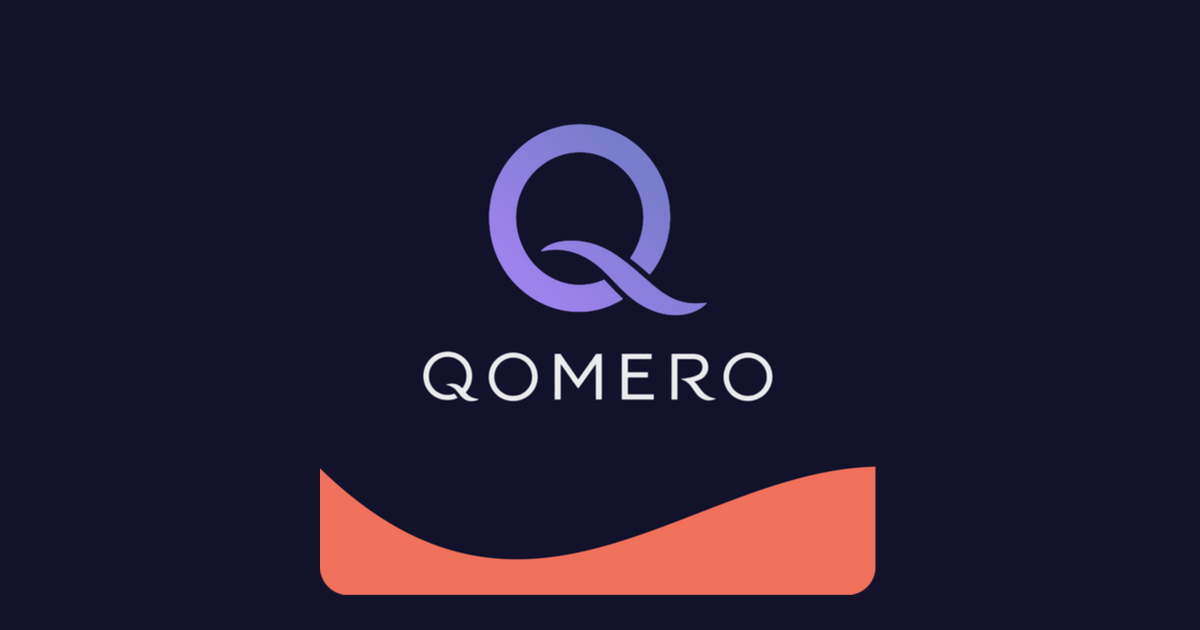 The Qomero identity: the Q monogram above the QOMERO wordmark, with the Coral field below, on Midnight.